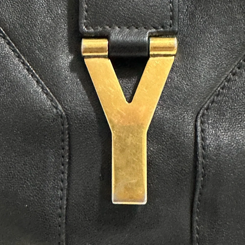 Yves Saint Laurent Black Leather Chyc Cabas Hand Bag  with Gold Accent - Picture 6 of 10